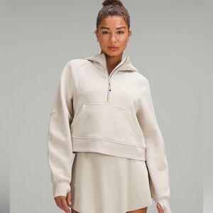 New with Tags Lululemon Scuba Oversized Half Zip Hoodie in Movado Tan-Size XS/S